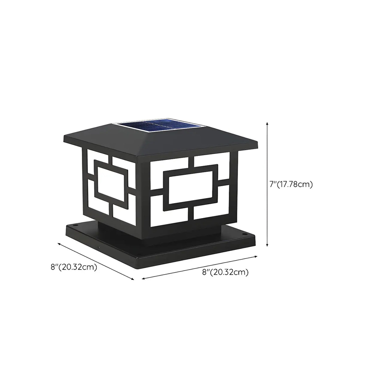 Simple Square Metal Solar Lantern Outdoor Lamp Black Image - 14