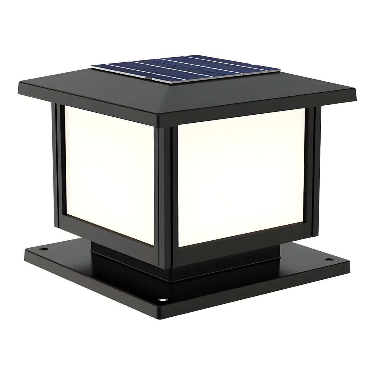 Simple Square Metal Solar Lantern Outdoor Lamp Black Image - 7