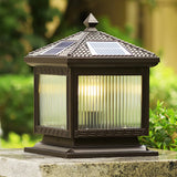 Simple Square Pavilion Metal Outdoor Post Table Lamp Image - 1