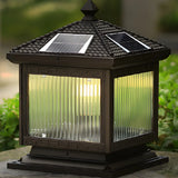 Simple Square Pavilion Metal Outdoor Post Table Lamp Image - 11