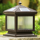 Simple Square Pavilion Metal Outdoor Post Table Lamp Image - 12