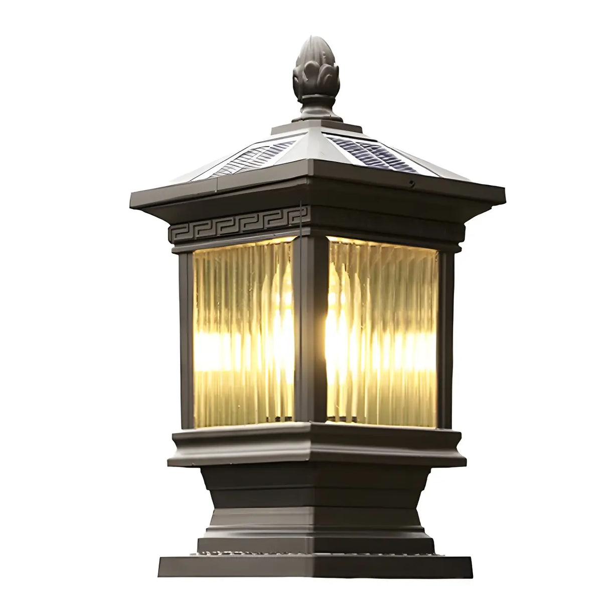 Simple Square Pavilion Metal Outdoor Post Table Lamp Image - 2