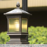 Simple Square Pavilion Metal Outdoor Post Table Lamp Image - 4