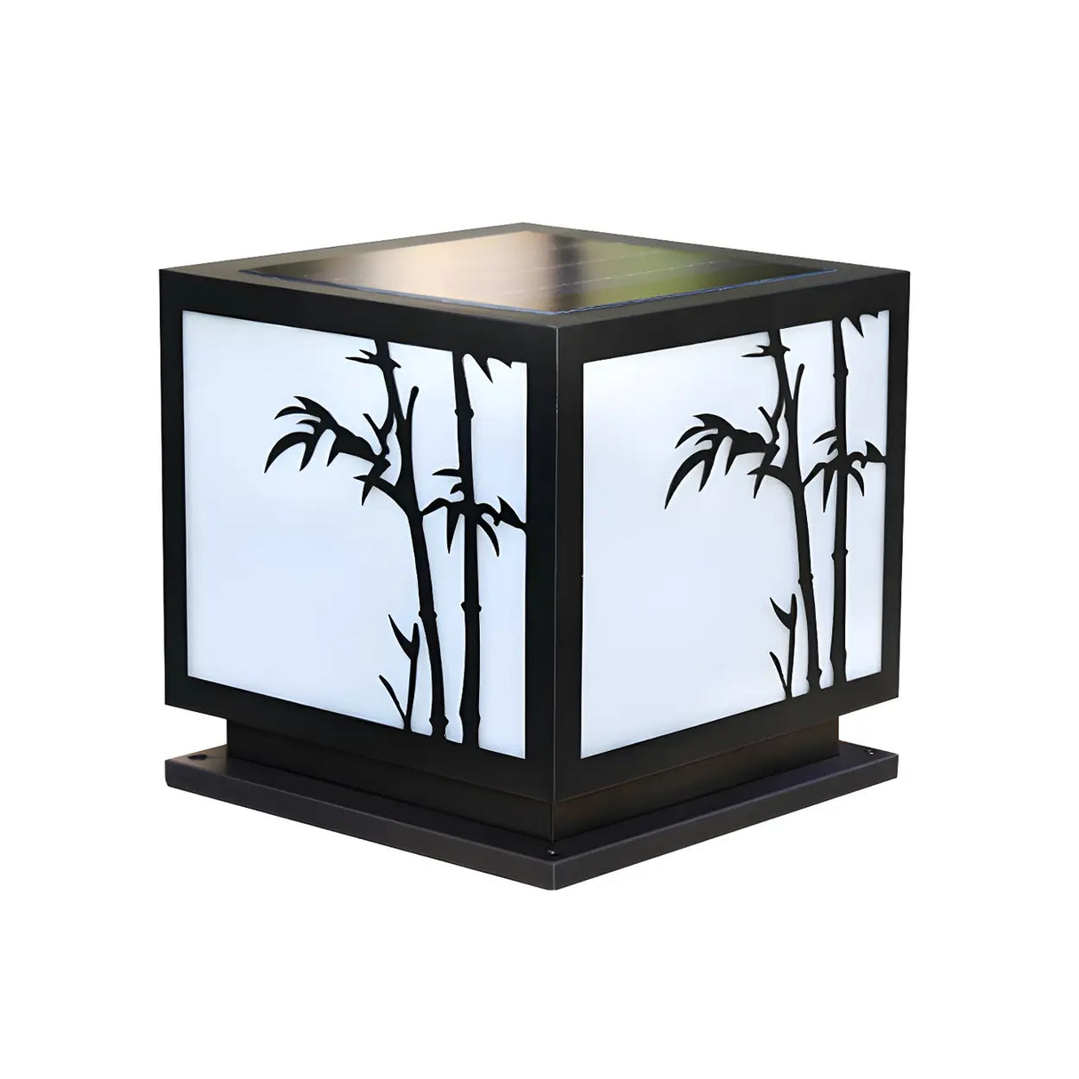 Simple Square Solar Garden Bamboo Decor Outdoor Lamp Image - 10