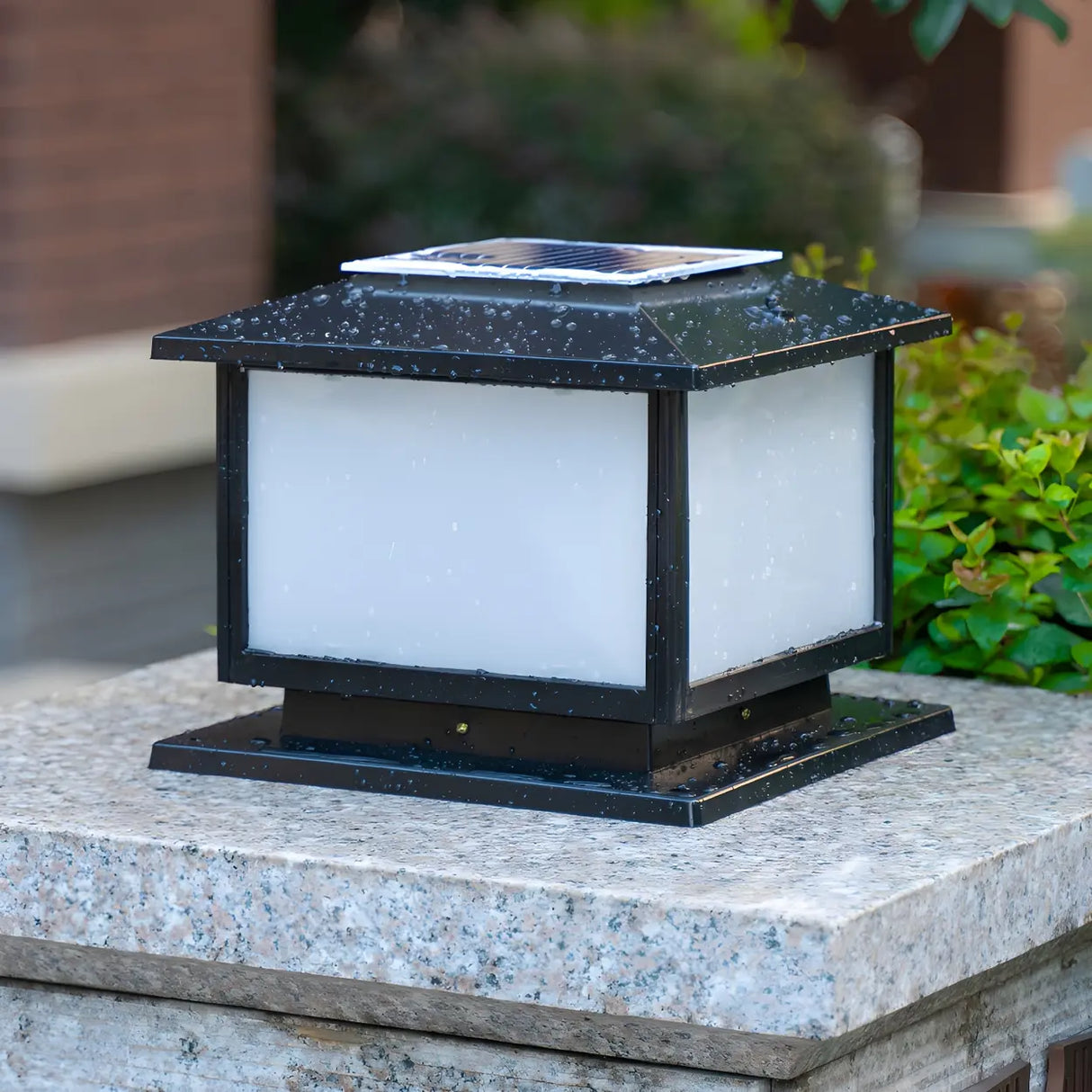 Simple Square Solar Garden Bamboo Decor Outdoor Lamp Image - 7