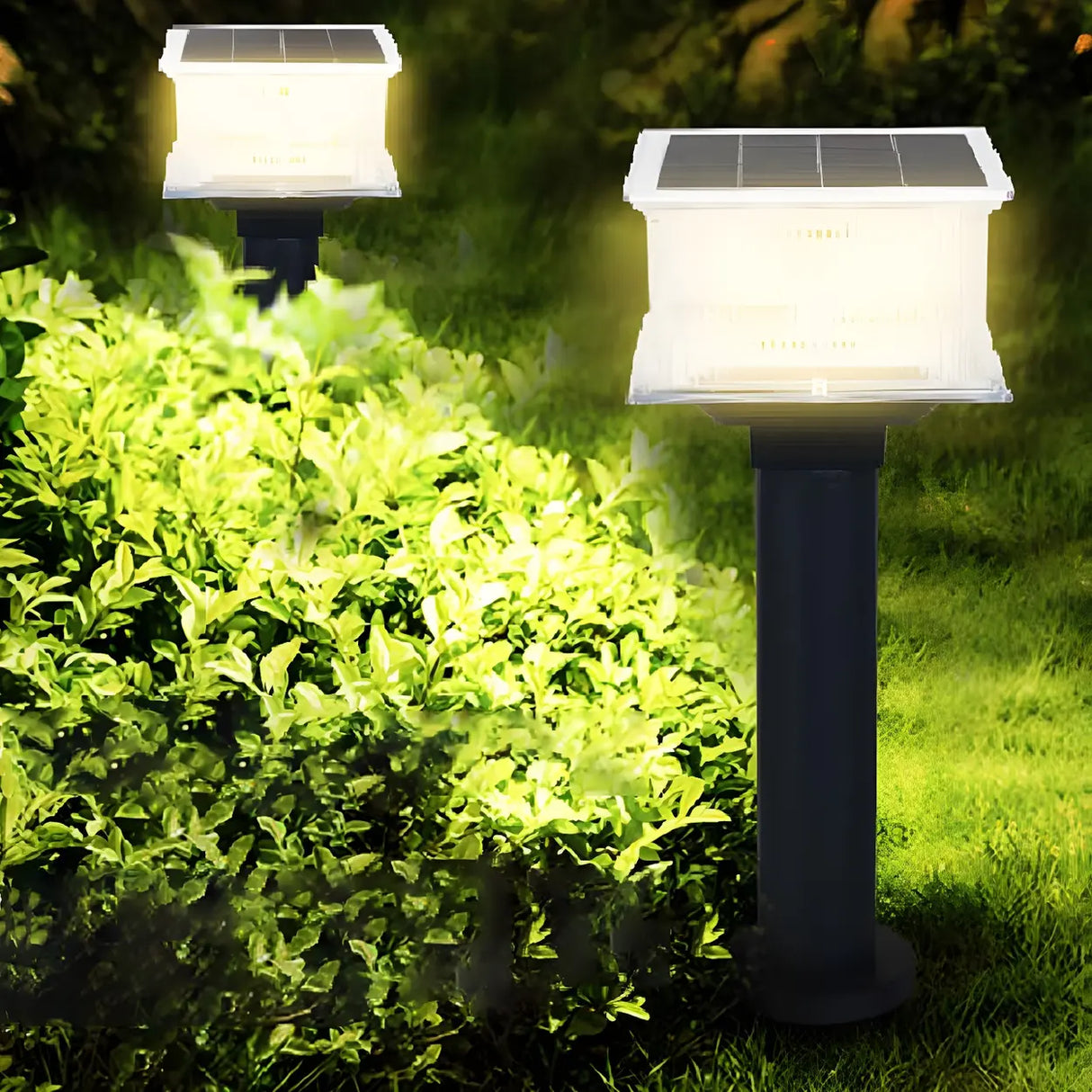 Simple Square Solar Garden Path Outdoor Table Lamp Image - 1