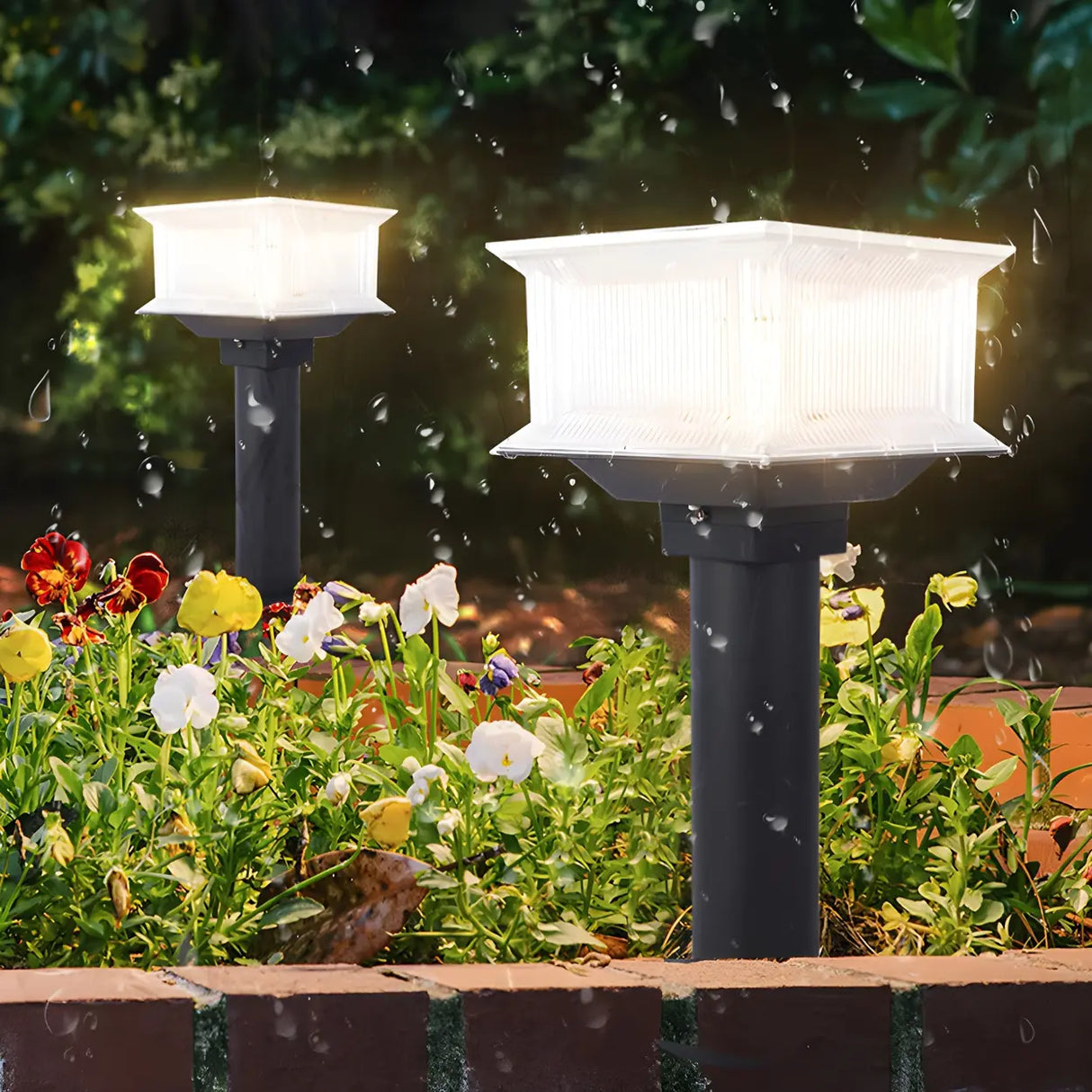 Simple Square Solar Garden Path Outdoor Table Lamp Image - 12