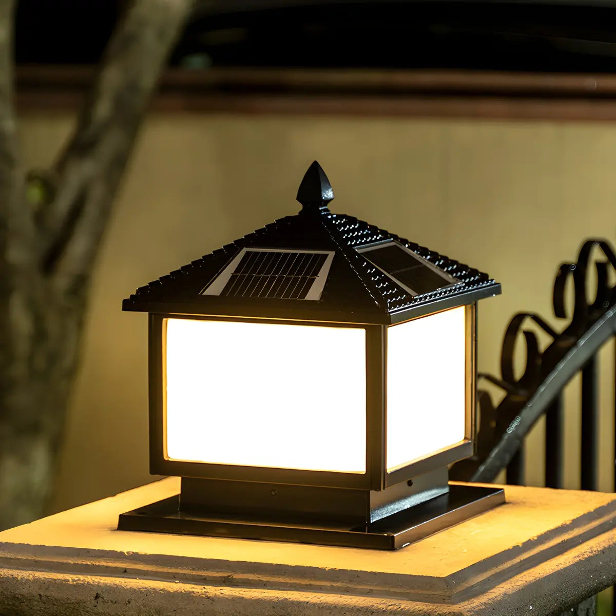 Simple Square Solar Metal Outdoor Patio Post Caps Light Image - 15