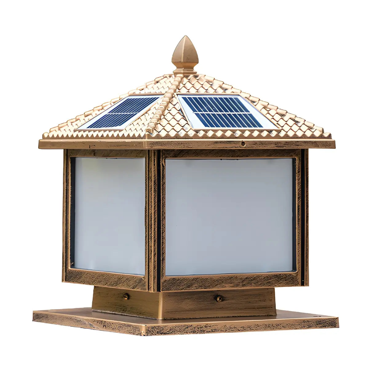 Simple Square Solar Metal Outdoor Patio Post Caps Light Image - 2