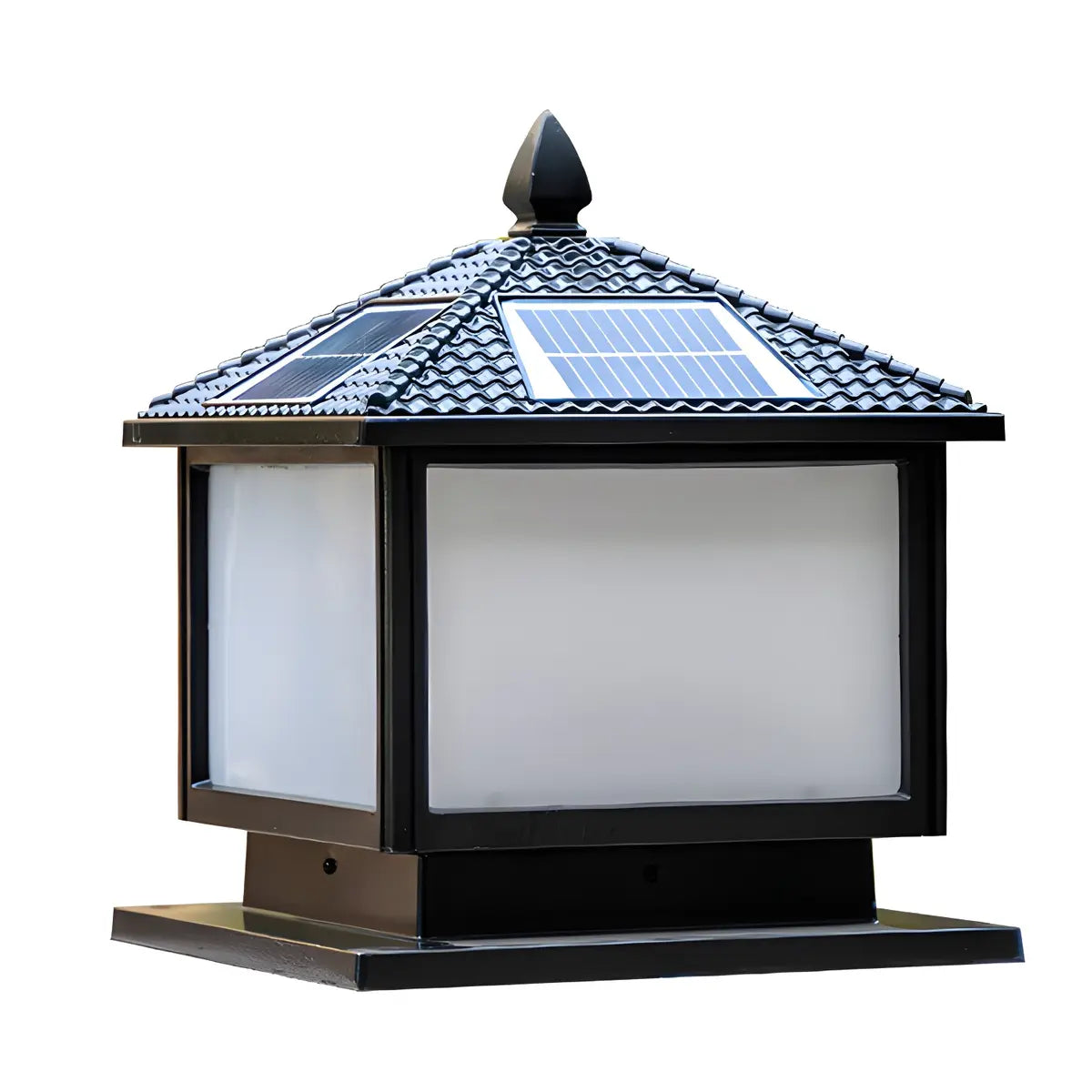 Simple Square Solar Metal Outdoor Patio Post Caps Light Image - 3