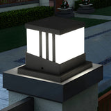 Simple Square Strip Decorative Metal Outdoor Post Lamp Image - 1