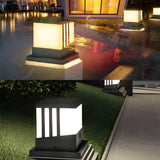 Simple Square Strip Decorative Metal Outdoor Post Lamp Image - 14