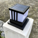 Simple Square Strip Decorative Metal Outdoor Post Lamp Image - 2