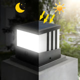 Simple Square Strip Decorative Metal Outdoor Post Lamp Image - 8