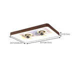 Simple Square Walnut Double LED Ceiling Fan with Light Image - 14