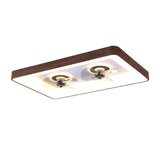 Simple Square Walnut Double LED Ceiling Fan with Light Image - 5