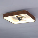 Simple Square Walnut Double LED Ceiling Fan with Light Image - 7