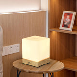 Simple Square Wooden Bedside Lamp with Touch Switch Image - 1