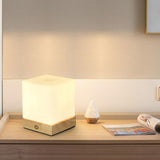 Simple Square Wooden Bedside Lamp with Touch Switch Image - 10