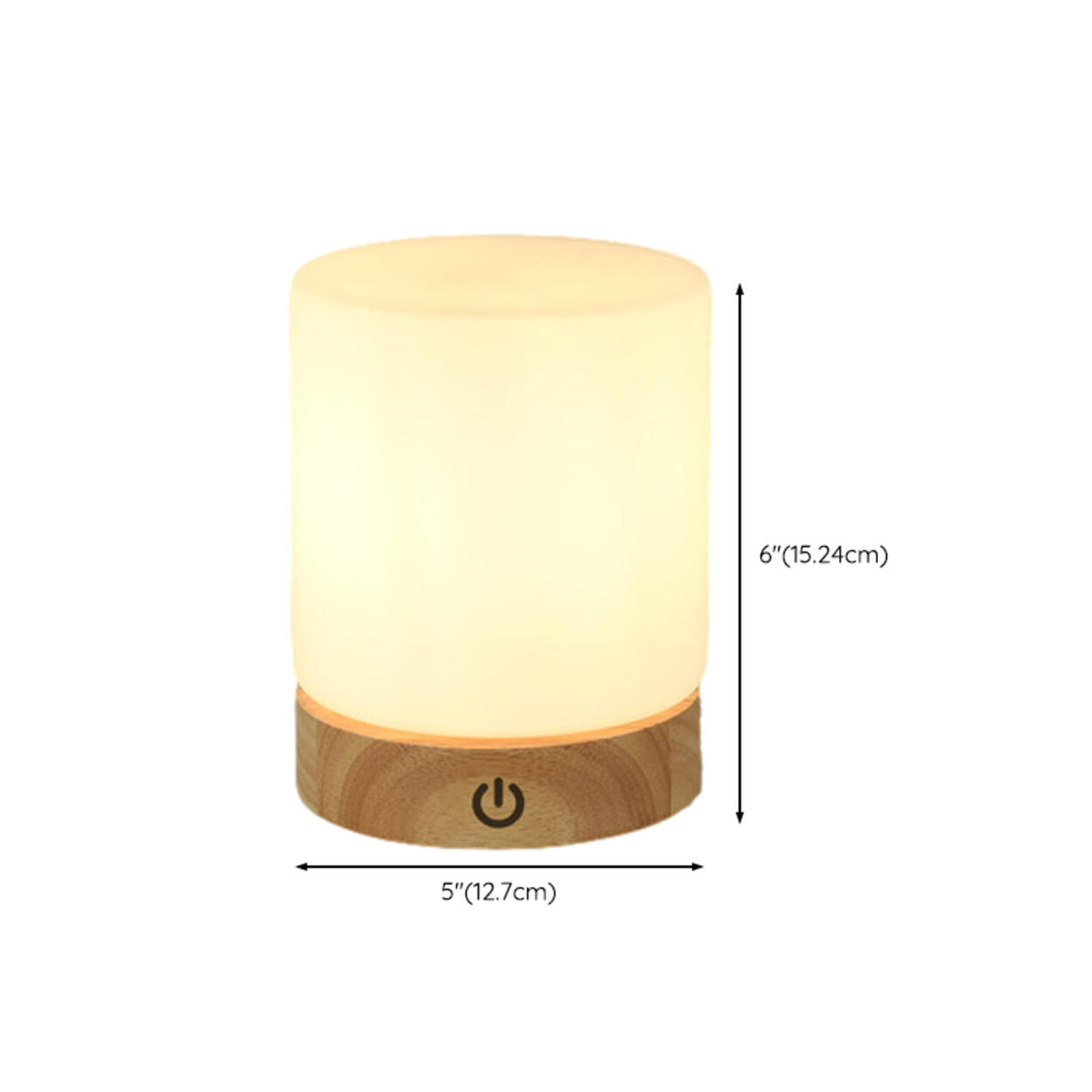 Simple Square Wooden Bedside Lamp with Touch Switch 