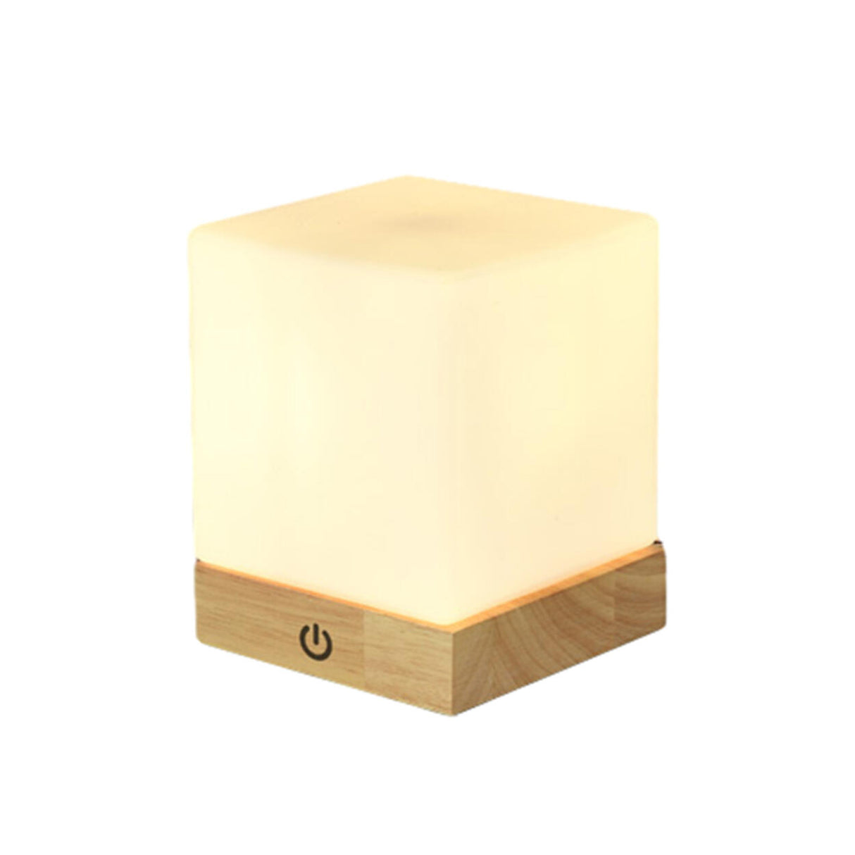 Simple Square Wooden Bedside Lamp with Touch Switch Image - 5