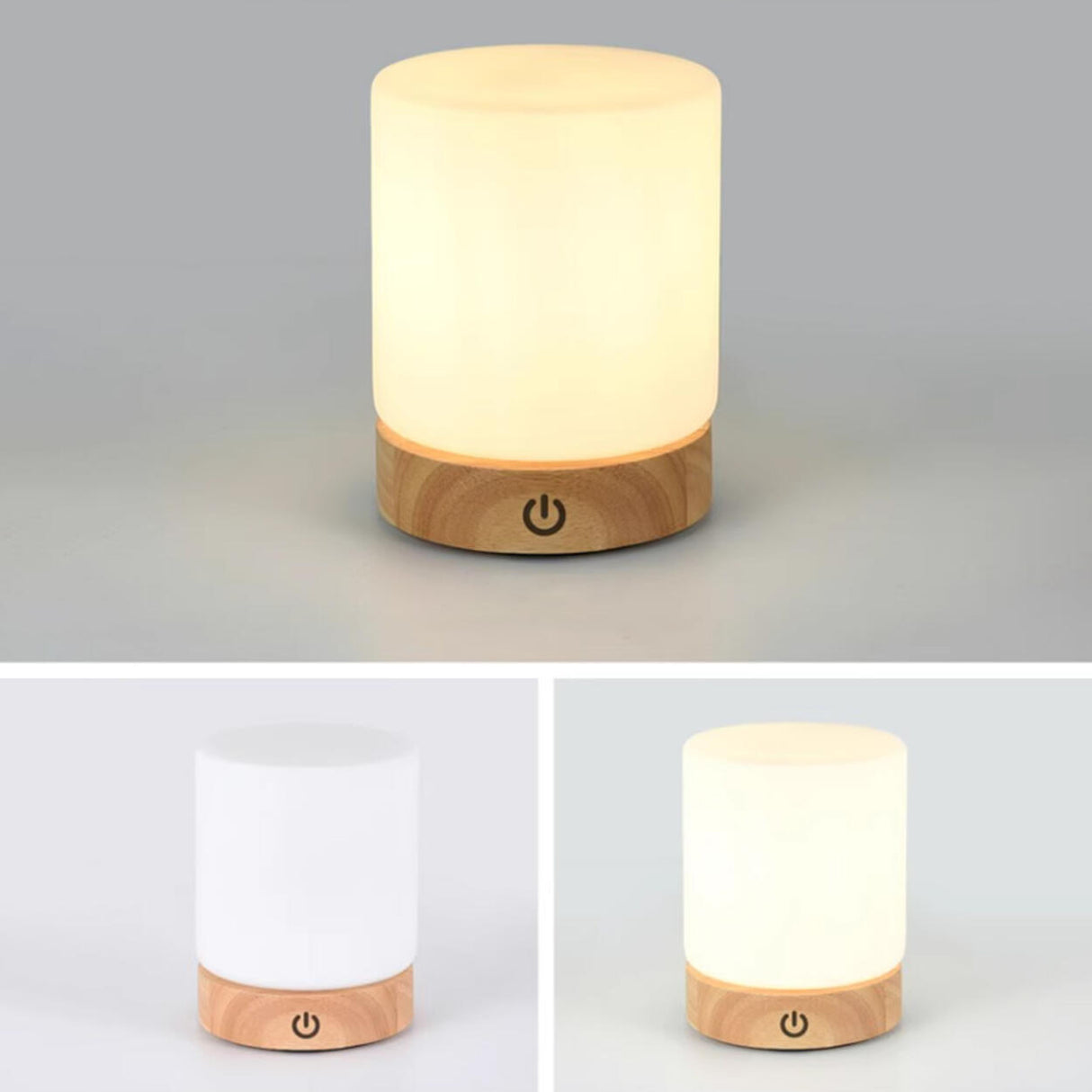 Simple Square Wooden Bedside Lamp with Touch Switch Image - 7