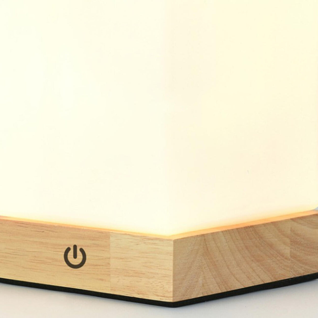 Simple Square Wooden Bedside Lamp with Touch Switch Image - 9