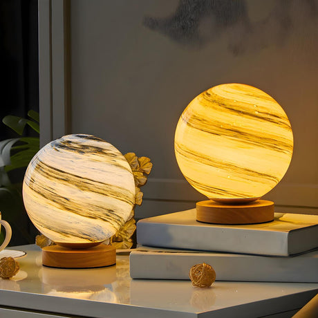 Simple Starry Planet Glass Bedroom Moon Table Lamp Image - 1