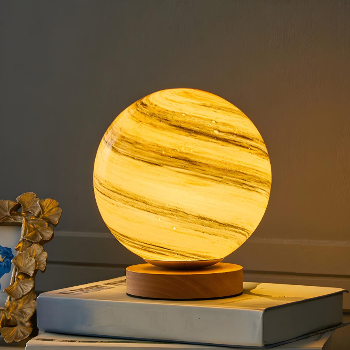 Simple Starry Planet Glass Bedroom Moon Table Lamp Image - 4