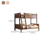 Simple Storage Guardrail Rubberwood Walnut Bunk Bed Image - 13