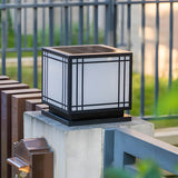 Simple Strip Decor Square Metal Outdoor Solar Post Lamp Image - 5