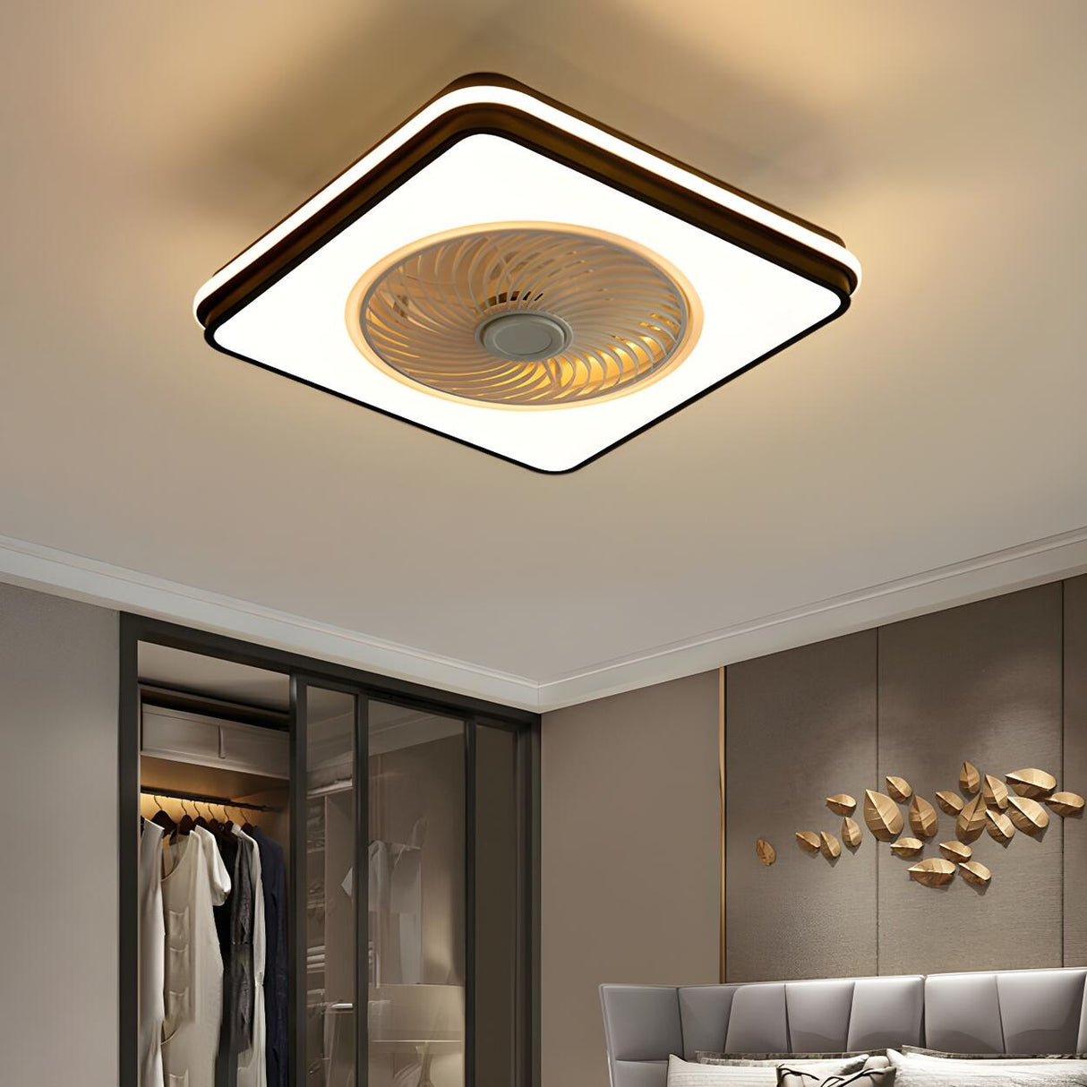 Simple Stylish Bladeless Flush Ceiling Fan with Light Image - 3