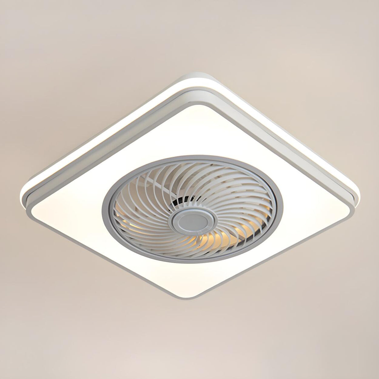 Simple Stylish Bladeless Flush Ceiling Fan with Light Image - 4