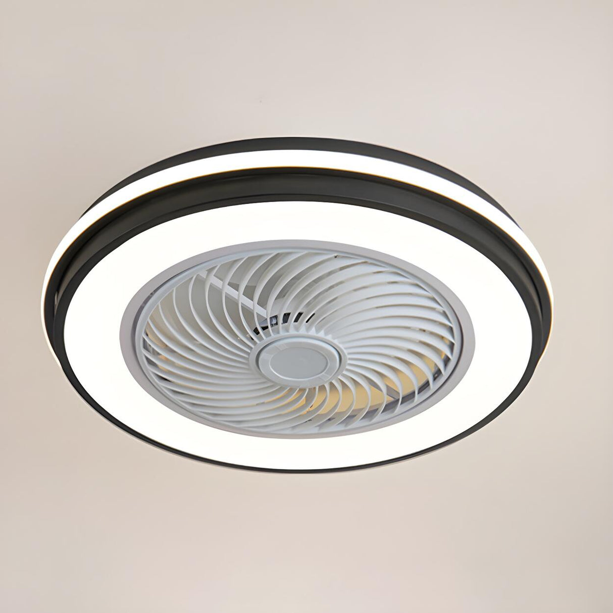 Simple Stylish Bladeless Flush Ceiling Fan with Light Image - 7