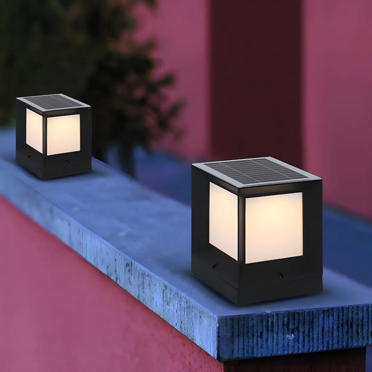 Simple Stylish Cube White LED Post Outdoor Table Lamp Image - 10