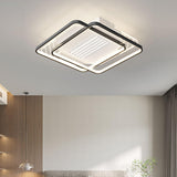 Simple Stylish Geometric Bladeless Ceiling Fan Light Image - 2