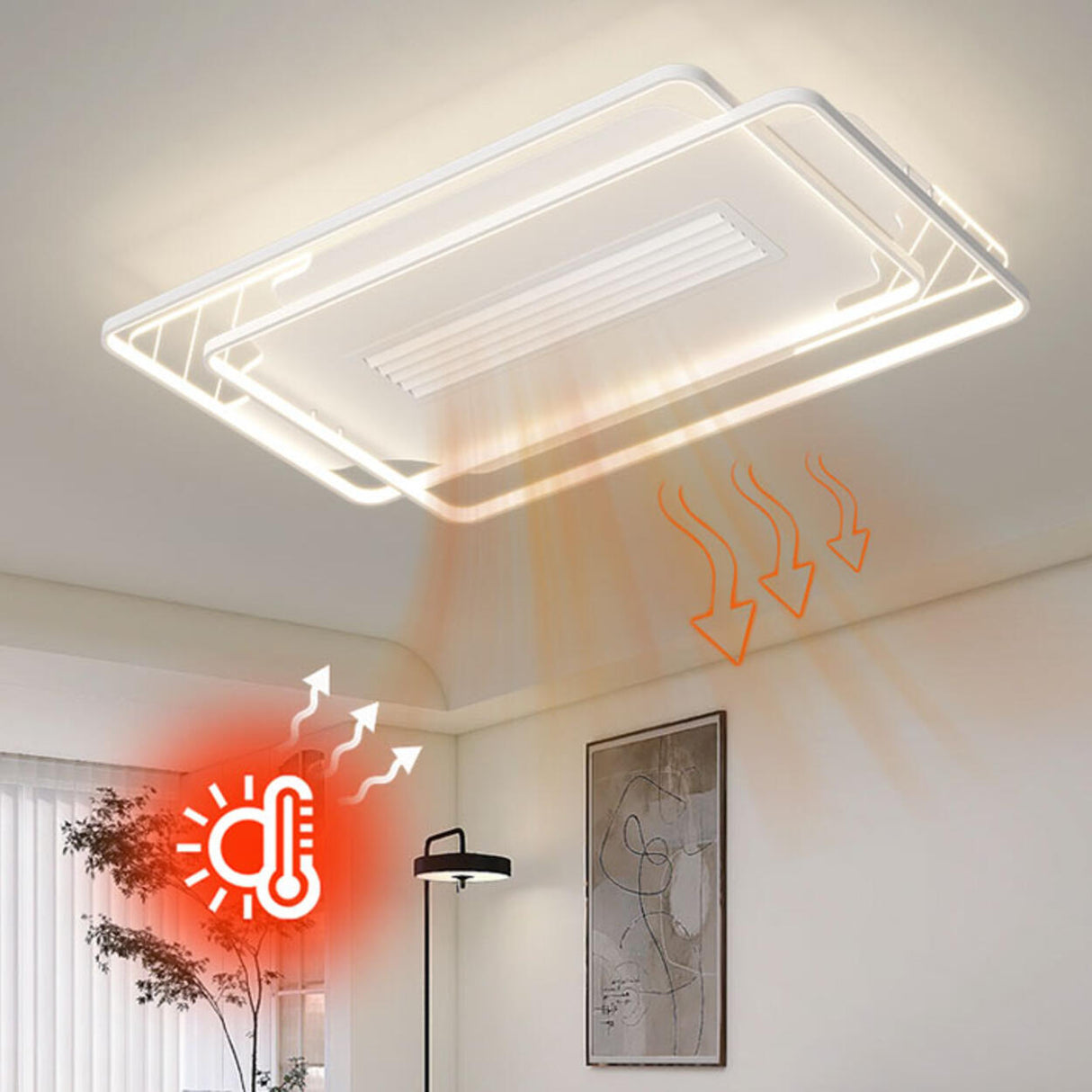 Simple Stylish Geometric Bladeless Ceiling Fan Light Image - 21