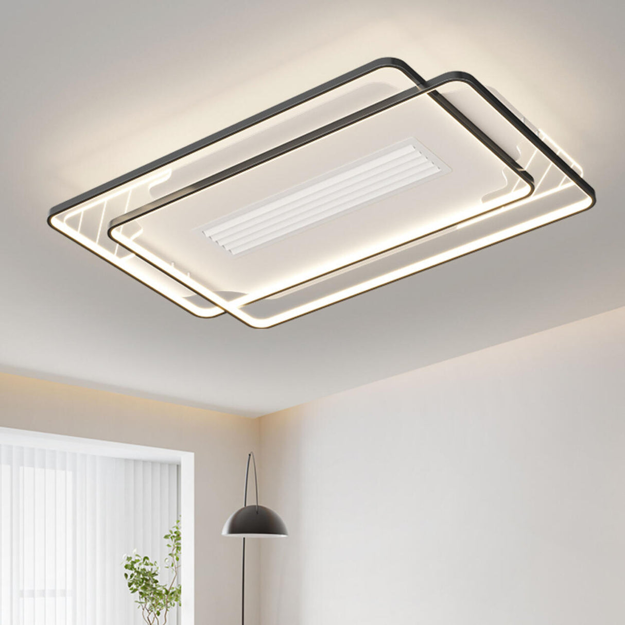 Simple Stylish Geometric Bladeless Ceiling Fan Light Image - 3