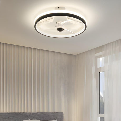 Simple Stylish Ring Flush LED Ceiling Fan With Light Image - 2