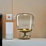 Simple Stylish Smoke Gray Bottle Shape Glass Table Lamp Image - 4