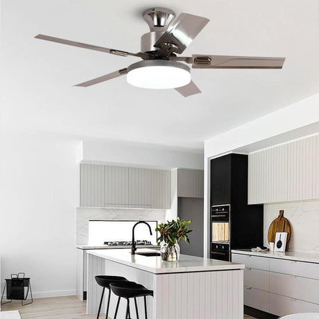 Simple Stylish Steel 5-Blade Ceiling Fan with Light Image - 1