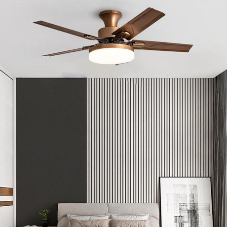 Simple Stylish Steel 5-Blade Ceiling Fan with Light Image - 2