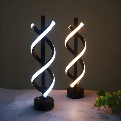 Simple Stylish Twist Spiral LED Table Lamp Black White Image - 1