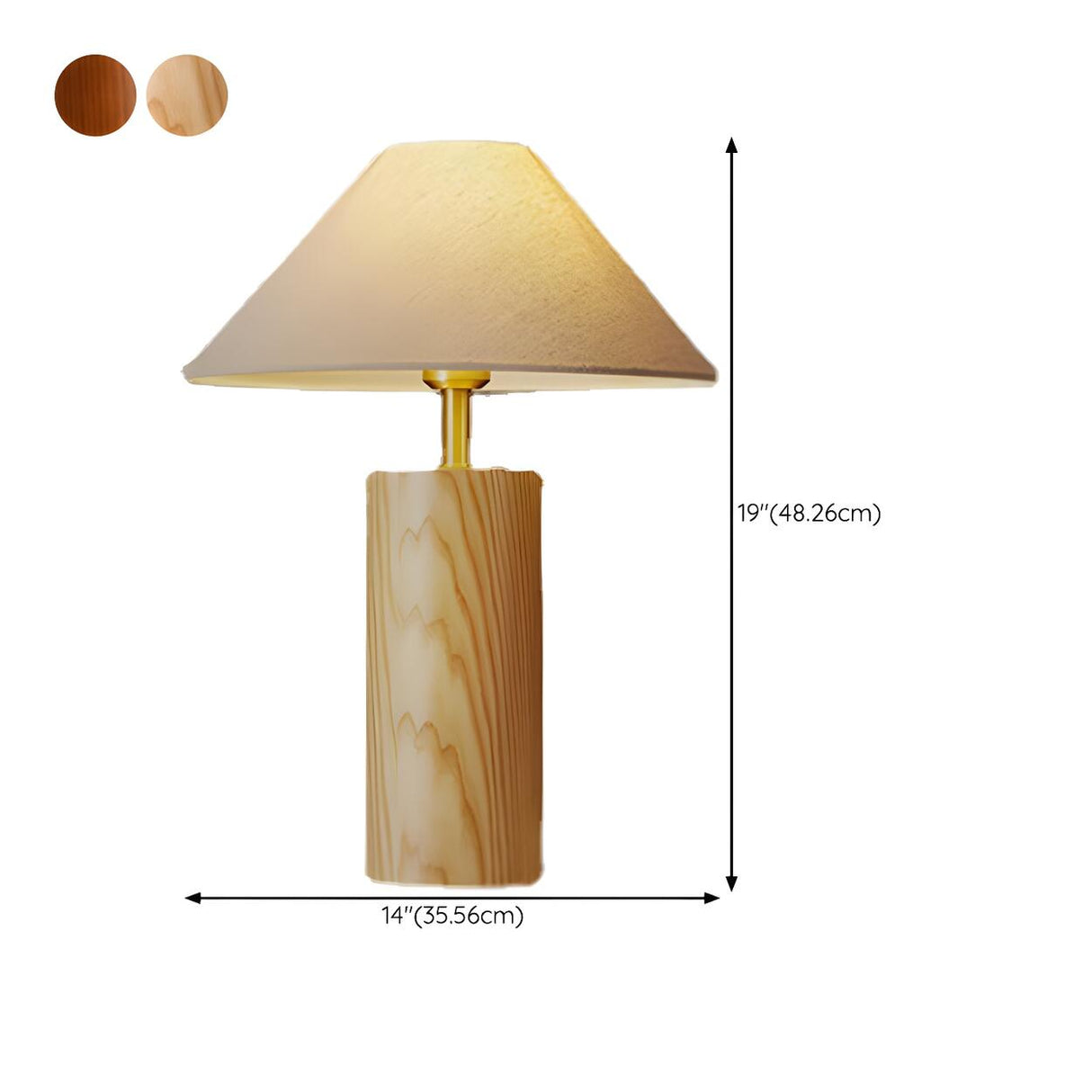 Simple Tapered Fabric Shade Column Wooden Table Lamp 