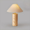 Simple Tapered Fabric Shade Column Wooden Table Lamp Image - 2