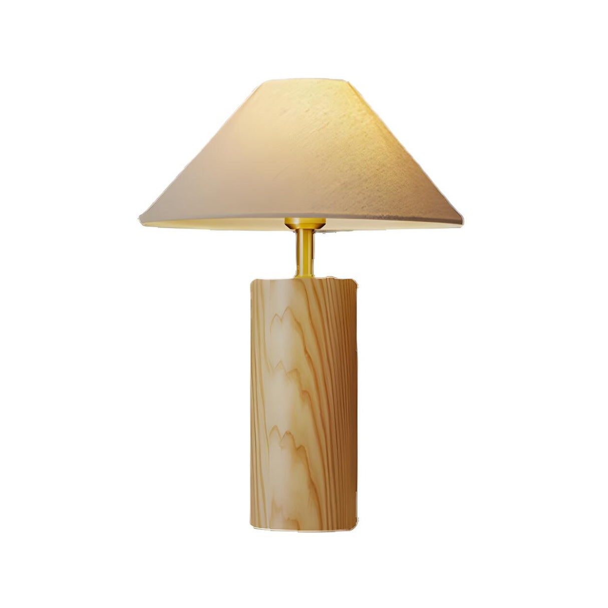 Simple Tapered Fabric Shade Column Wooden Table Lamp Image - 7