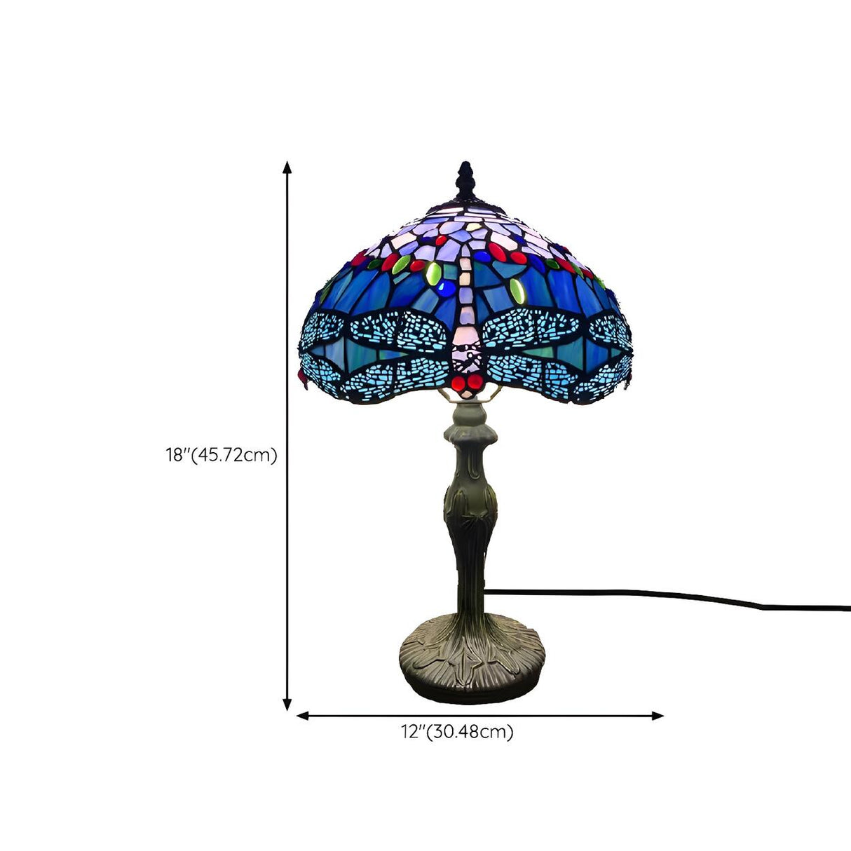 Simple Tiffany Style Dome Stained Glass Table Lamp 