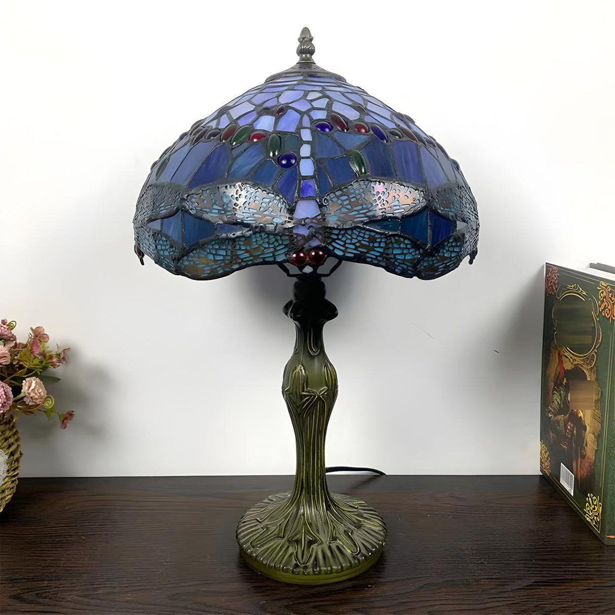 Simple Tiffany Style Dome Stained Glass Table Lamp Image - 7