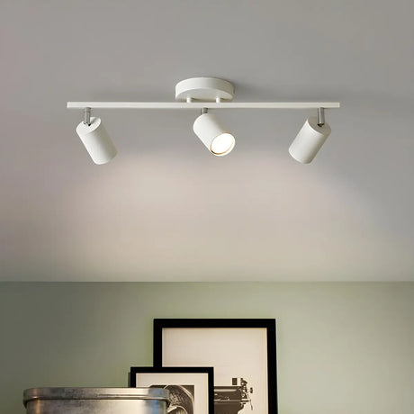 Simple Tubular Metal Ceiling Fixed Track Light White Image - 1