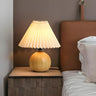 Simple Umbrella Pleated Wooden Globe Base Table Lamp Image - 1